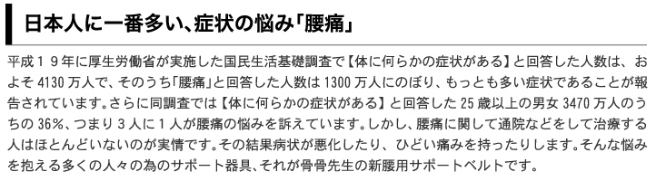 日本人に一番多い症状の悩み「腰痛」