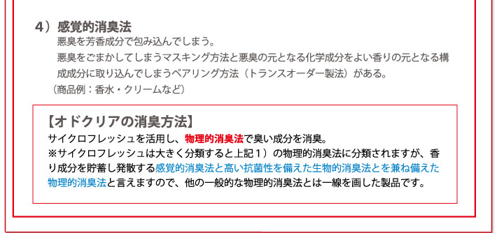 オドクリアに使用している薬剤の消臭メカニズム